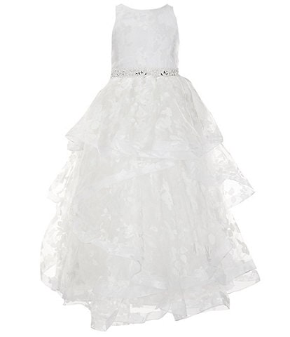Chantilly Place Little Girls 2T-6X Printed Organza Cascade Horsehair Skirt Dress