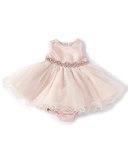 Chantilly Place Baby Girls 3-24 Months Satin/Mesh Wire-Hem Fit-And-Flare Dress