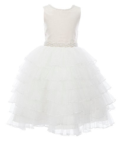 Chantilly Place Big Girls 7-12 Satin/Tiered Mesh Fit-And-Flare Dress