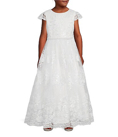 Chantilly Place Big Girls 7-16 Embroidered Lace Tea-Length Dress