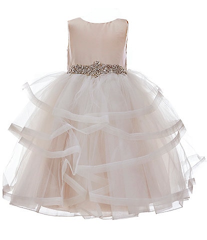 Chantilly Place Little Girls 2T-6X Satin/Mesh Cascading Ball Gown