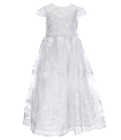 Chantilly Place Little Girls 4-6X Cap Sleeve Embroidered Lace Tea Dress