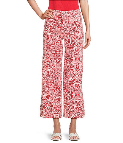Charlie B. Abstract Print Cropped Flare Leg Pants