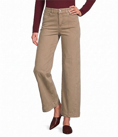 Charlie B. Stretch Twill Mid Rise Wide Leg Ankle Pants