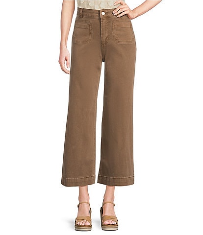 Charlie B. Stretch Twill Patch Pocket Wide Leg Cropped Pants