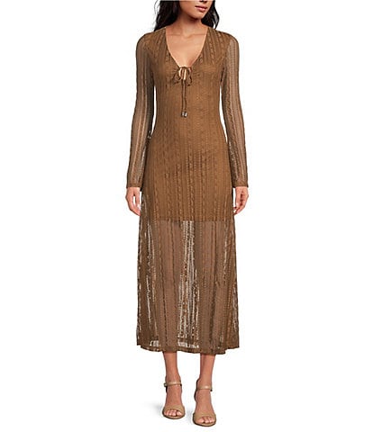 Chelsea & Violet Adalyn Lace Tie Front V-Neck Maxi Dress