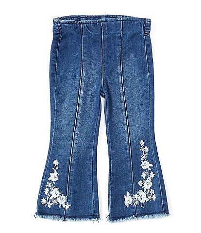 Chelsea & Violet Baby Girls 12-24 Months Embroidered Denim Wide Leg Pull-On Jeans
