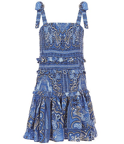 Chelsea & Violet Big Girls Bandana Print Sleeveless Drop Waist Dress