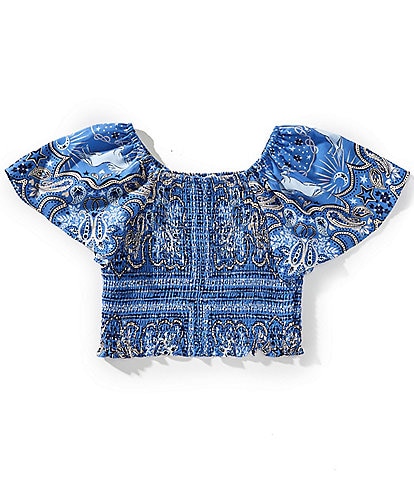 Chelsea & Violet Big Girls Bandana Print Square Neck Top