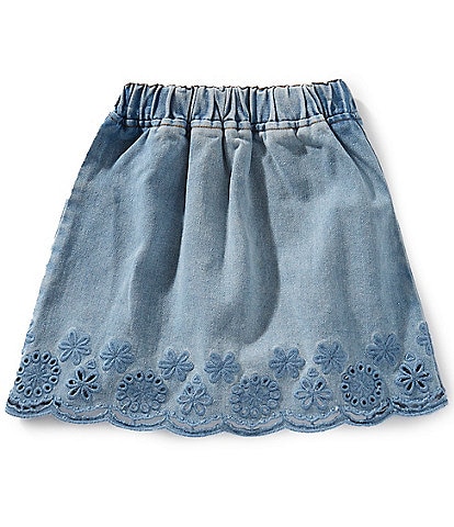Chelsea & Violet Big Girls 7-16 Denim Eyelet Hem Skirt