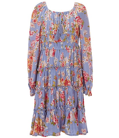 Chelsea & Violet Big Girls 7-16 Long Flare Sleeves Floral Cupcake Dress