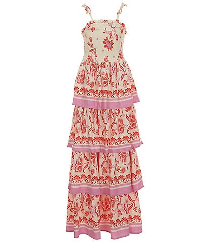 Chelsea & Violet Big Girls 7-16 Tiered Smocked Bodice Mixed Floral Print Maxi Dress