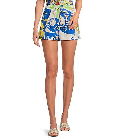 Chelsea & Violet Coordinating Charlotte Printed Flat Front Drawstring Elastic Waistband Shorts