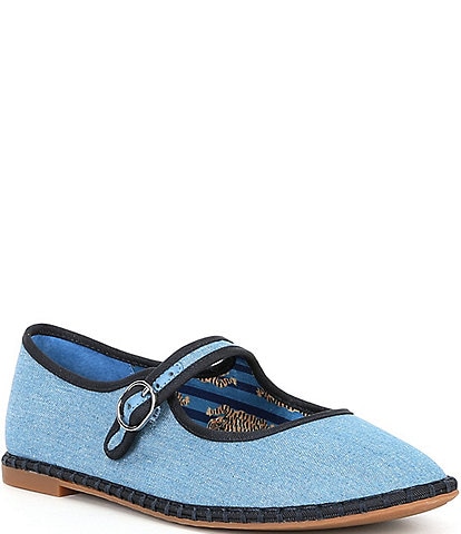 Chelsea & Violet Eda Denim Mary Jane Flats