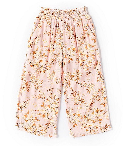 Chelsea & Violet Little Girls 2T-6X Floral Print Smocked Waist Wide Leg Pants