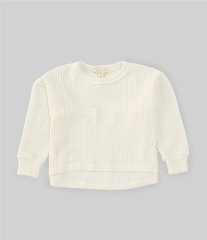 Chelsea & Violet Little Girls 2T-6X Long Sleeve Oversized Waffle Knit Pullover