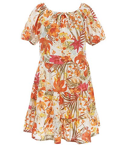 Chelsea & Violet Little Girls 2T-6X Puff-Sleeve Tropical Ruffled A-Line Dress