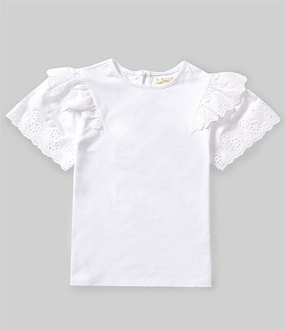 Chelsea & Violet Little Girls 2T-6X Short Sleeve Eyelet Ruffle T-Shirt