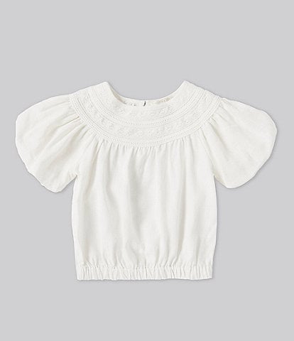 Chelsea & Violet Little Girls 2T-6X Short Sleeve Lace Collar Top