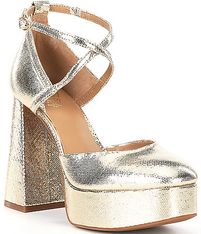 Chelsea & Violet Mattie Metallic Platform Pumps