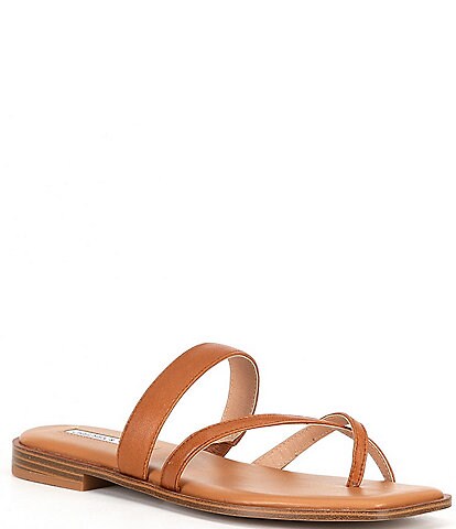 Chelsea & Violet Milee Cross Band Leather Flat Thong Sandals