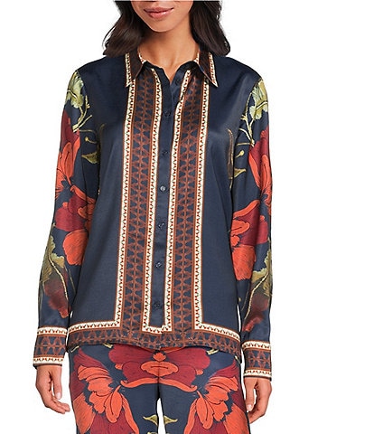 Chelsea & Violet Orlee Coordinating Printed Floral Button Front Blouse