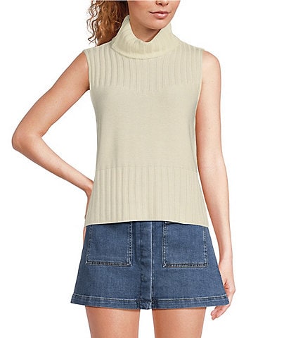 Chelsea & Violet Rosie Turtleneck Sleeveless Wool Blend Sweater Tank