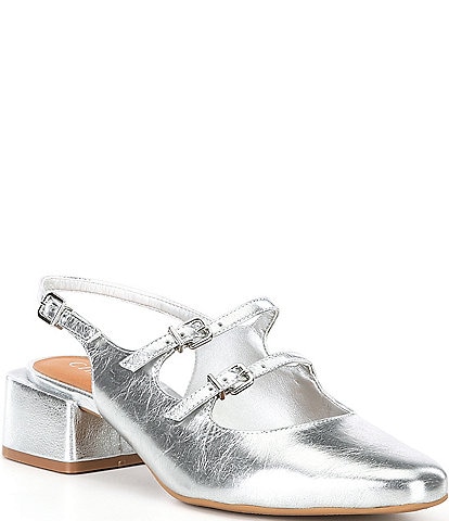 Chelsea & Violet Ruthie Metallic Leather Slingback Mary Janes