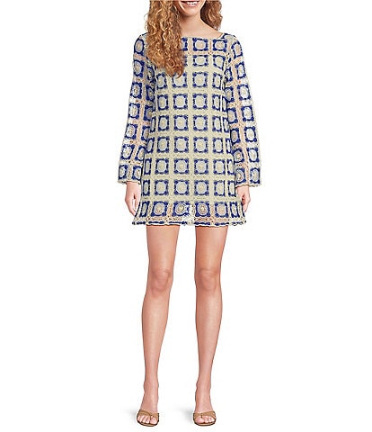 Chelsea & Violet Twiggy Square Neck Long Sleeve Crochet Lace Dress
