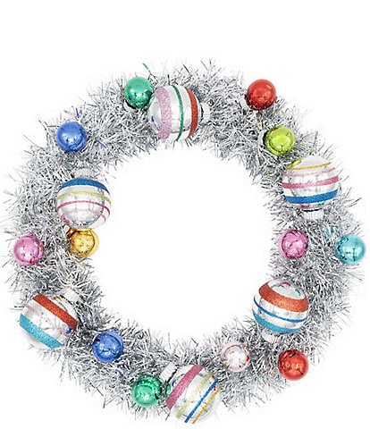 Christopher Radko Christmas Confetti Silver Tinsel Wreath