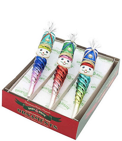Christopher Radko Shiny Brite Christmas Confetti Nutcracker Icicles Glass Ornament, Set of 3