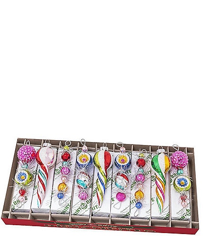 Christopher Radko Shiny Brite Dillard's Christmas Confetti Shape Icicles 9-Piece Ornament Set