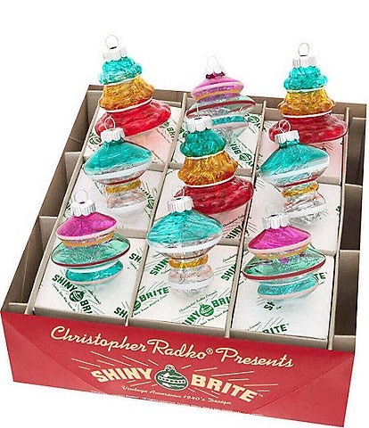 Christopher Radko Shiny Brite Vivid Vintage Unique Shaped Ornaments, Set of 9