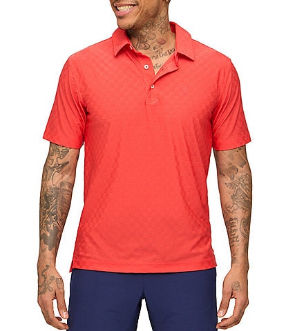 Chubbies Chili Pepper Short Sleeve Tonal Checkered Knit Polo