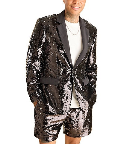 Chubbies Flippable Sequin Embellished Long Sleeve Blazer