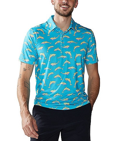 Chubbies Fly Dolphins Printed Short Sleeve Polo Shirt
