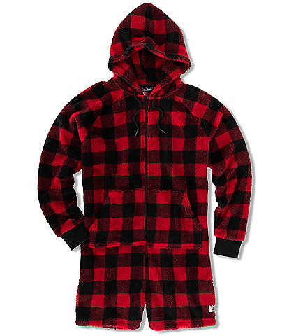 Chubbies Long Sleeve Lumberjack Buffalo Plaid Hooded Fleece 5.5" Inseam Onesie