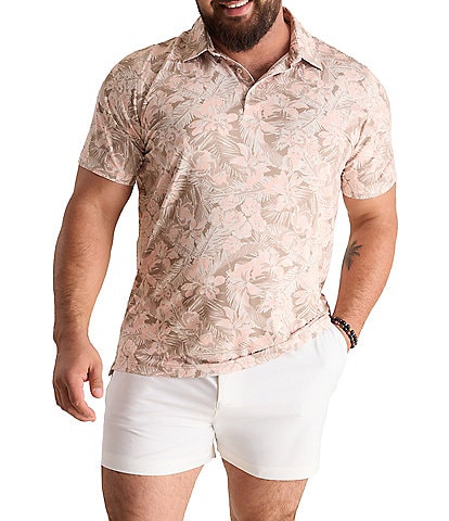 Chubbies Neutral Night Tropical Print Short Sleeve Performance Polo Shirt
