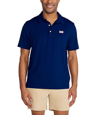 Chubbies Out Of Blue Embroidered Flag Short Sleeve Performance Polo Shirt