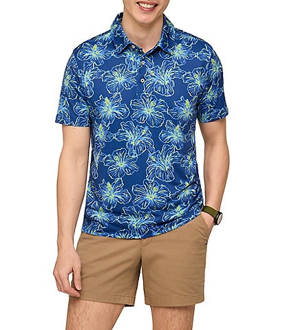 Chubbies Risk It Or Hibiscus Short Sleeve Knit Polo Shirt