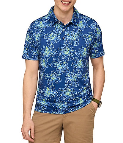Chubbies Risk It Or Hibiscus Short Sleeve Knit Polo Shirt