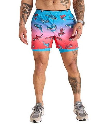 Chubbies Shred White And Blue Technical Performance 5.5" Shorts