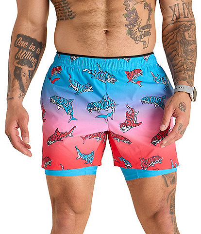 Chubbies Shred White And Blue Technical Performance 5.5" Shorts