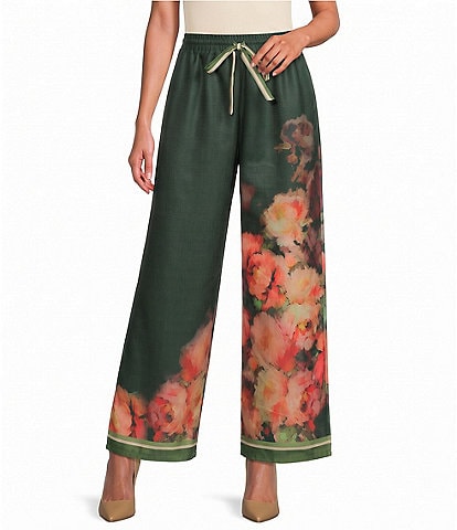 CIEBON Azra Floral Printed Wide Leg Pull-On Coordinating Pants