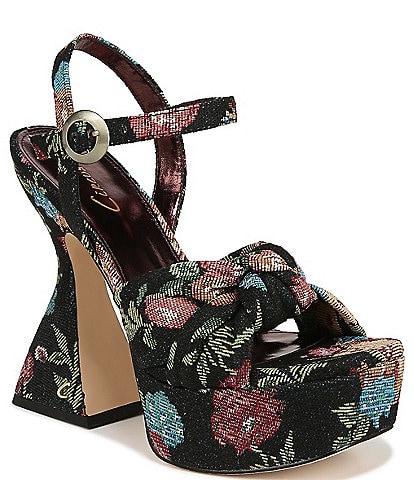 Vince Camuto Rabenie Lizard Print Ankle Strap Leather Ice Cube Heel Dress  Sandals