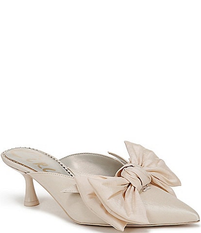 Circus NY by Sam Edelman Fiona Metallic Satin Fabric Bow Detail Dress Mules