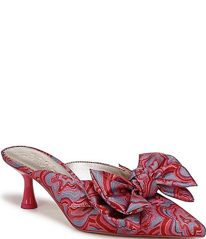 Circus NY by Sam Edelman Fiona Printed Fabric Bow Detail Dress Mules