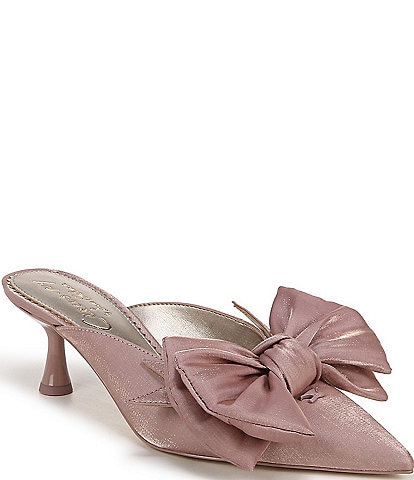 Circus NY by Sam Edelman Fiona Shimmer Satin Fabric Bow Detail Dress Mules