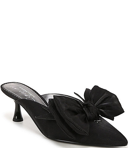 Circus NY by Sam Edelman Fiona Shimmer Satin Fabric Bow Detail Dress Mules