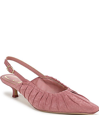 Circus NY by Sam Edelman Katia Suede Ruched Slingback Kitten Heel Dress Pumps